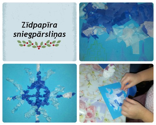 Sniegpārsliņas no zīdpapīra+